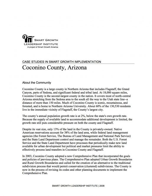 Case Studies in Smart Growth Implementation: Coconino County, Arizona