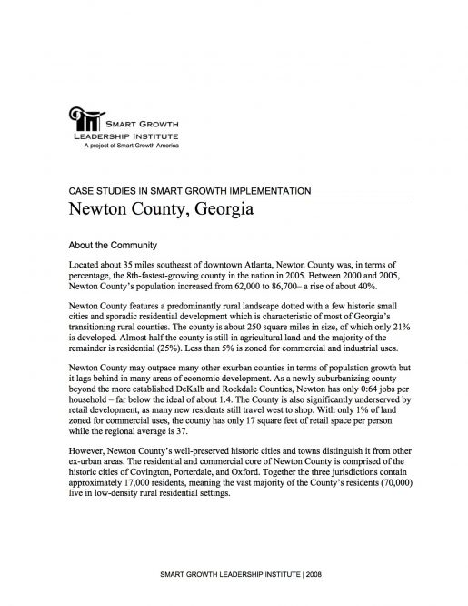 Case Studies in Smart Growth Implementation: Newton County, Georgia