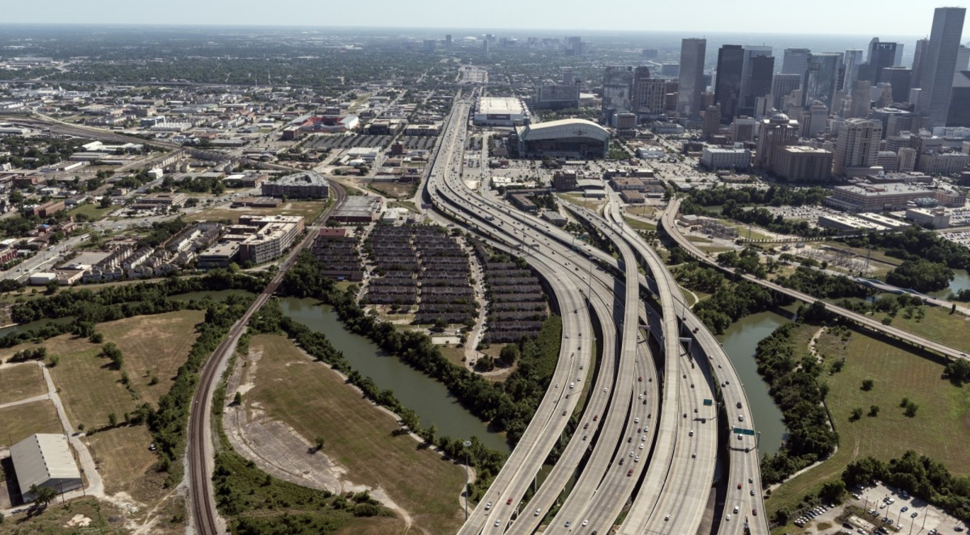 a photo of Houston from the north looking southeast.