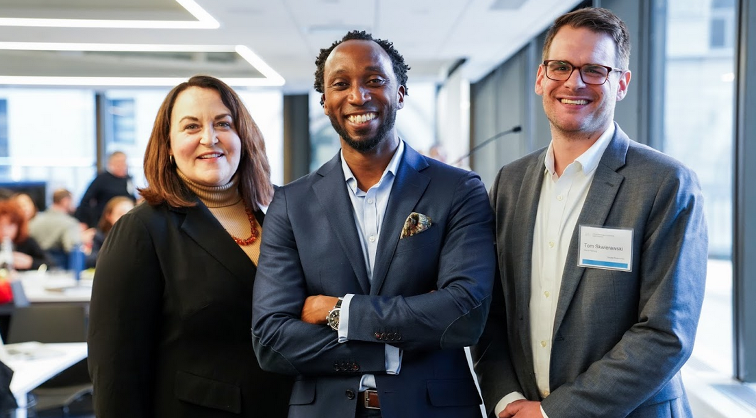 From L-R: Mary Jo Bohart (Director of Economic Development, City of Fitchburg), cohort lead Calvin Gladney (President & CEO, Smart Growth America) and Tom Skwierawski (Executive Director of Community Development, City of Fitchburg) attend the Massachusetts Opportunity Zones Convening in November 2019.