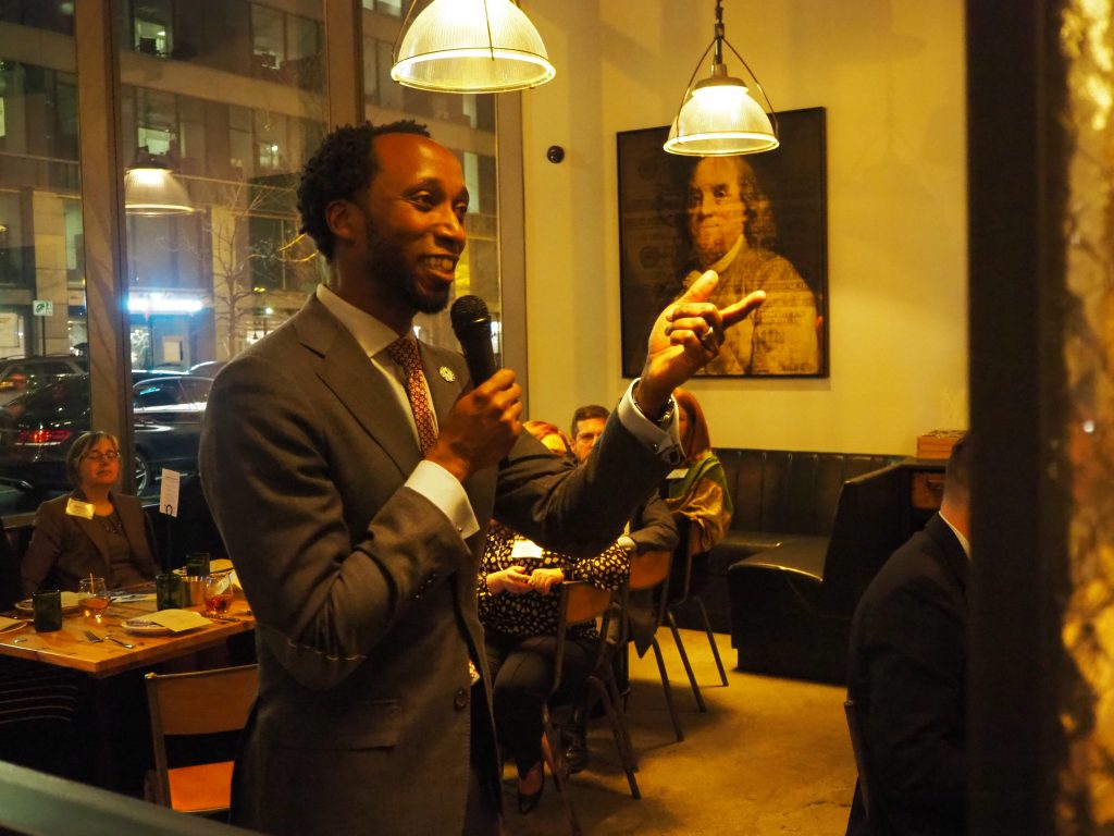 Calvin Gladney, President & CEO at Smart Growth America, delivers remarks at the 10th Annual Complete Streets dinner. 