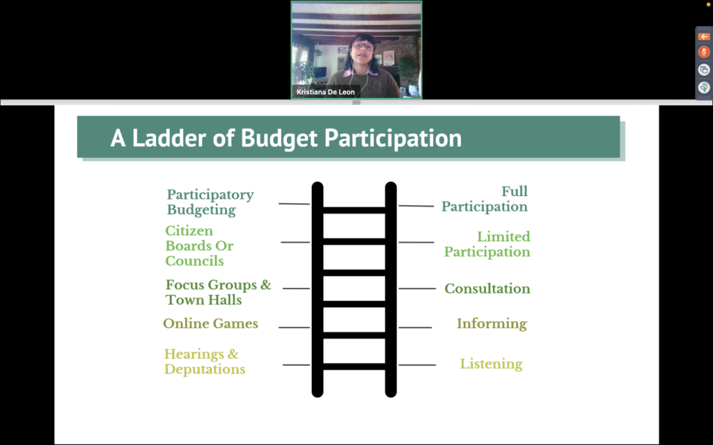 Kristiana De Leon presentation on participatory budgeting.