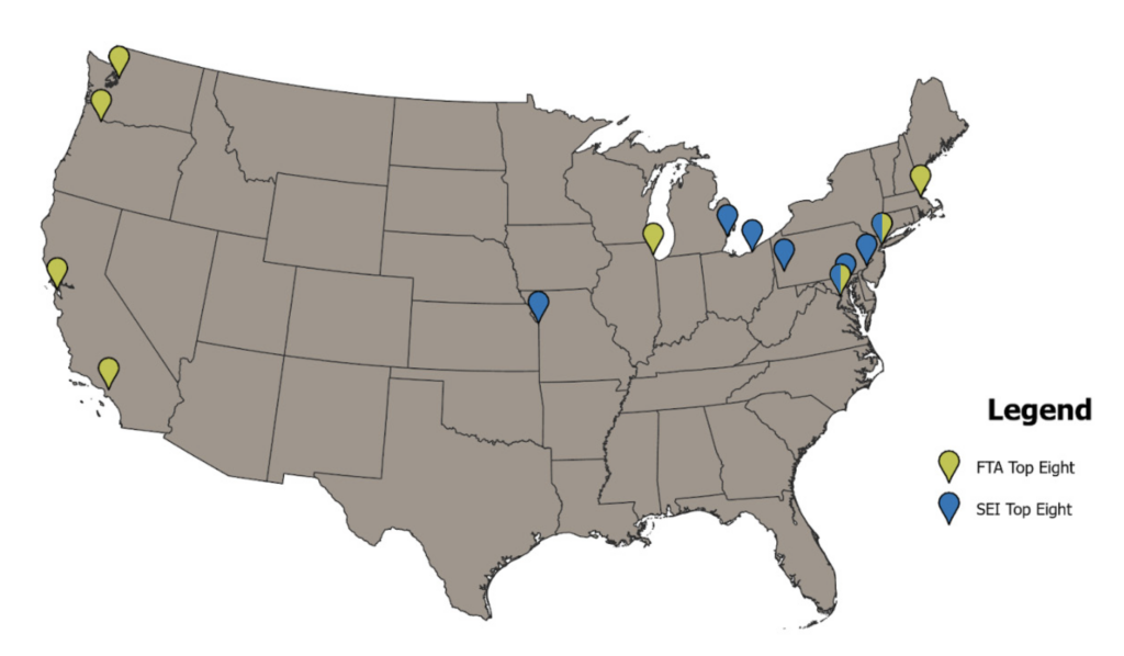 Foot Traffic and Social Equity Top 8 map