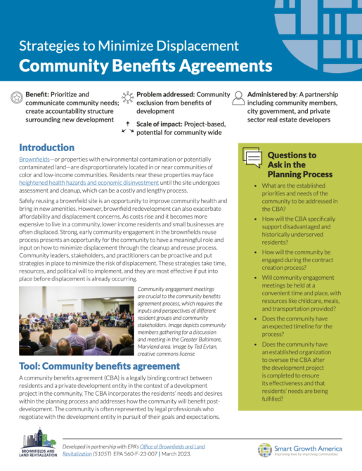 Strategies to Minimize Displacement: Community Benefits Agreements