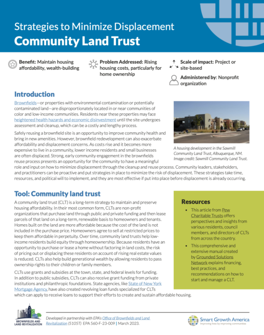 Strategies to Minimize Displacement: Community Land Trust