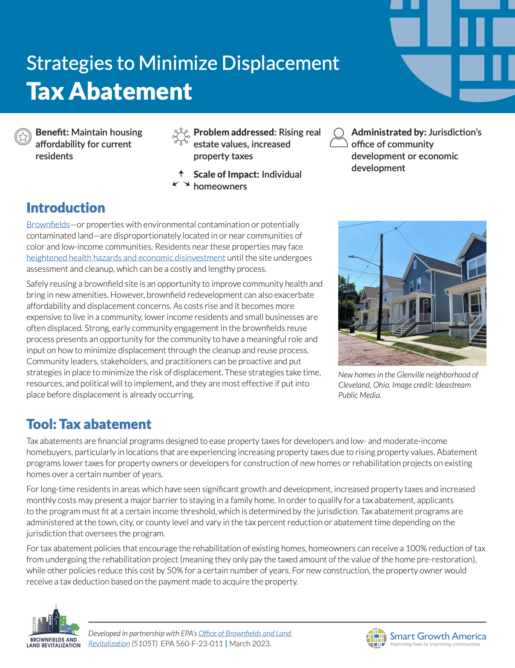 Strategies to Minimize Displacement: Tax Abatement