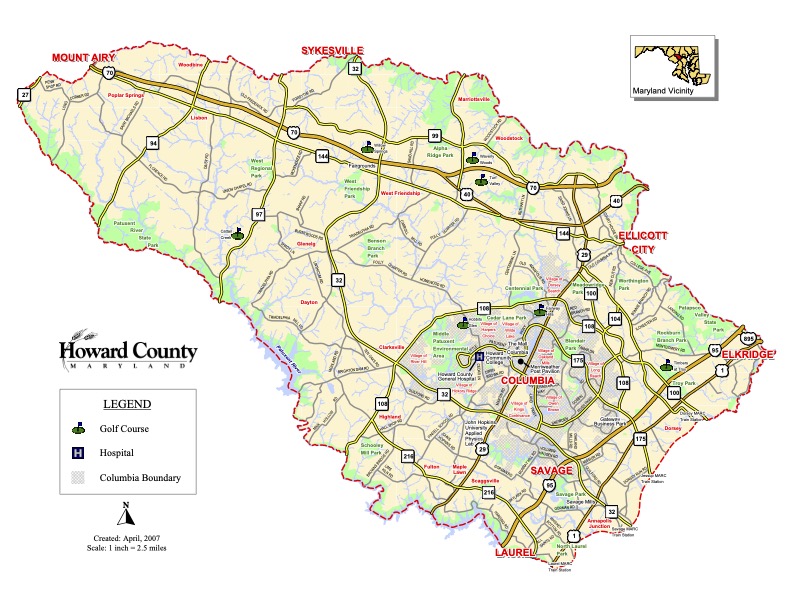 A map of Howard County