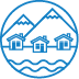 Simple illustration of mountains and houses. Used for the "Tribal and native communities" typology