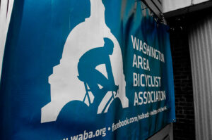 Close-up image of the Washington Area Bicylist Association flag