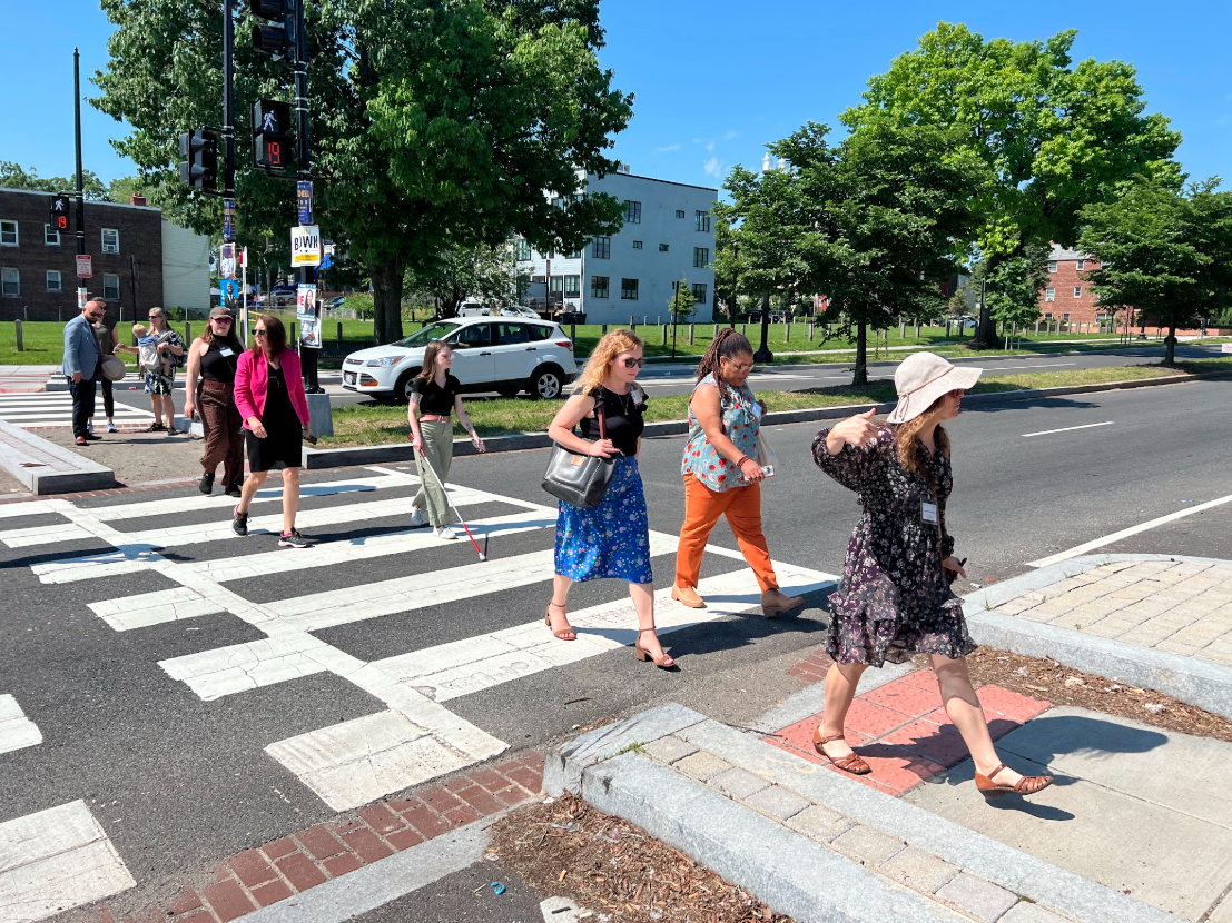 Complete Streets Champions join SGA staff on a walk during a convening in Washington, DC